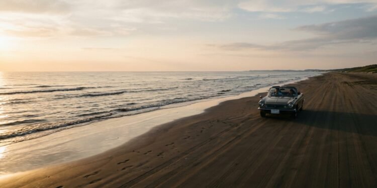 Estrada no Japão ganha fama mundial, pois seus 8 km de areia compacta permitem dirigir sobre a praia em um trajeto totalmente único no país