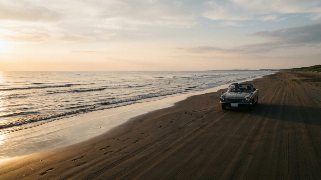 Estrada no Japão ganha fama mundial, pois seus 8 km de areia compacta permitem dirigir sobre a praia em um trajeto totalmente único no país