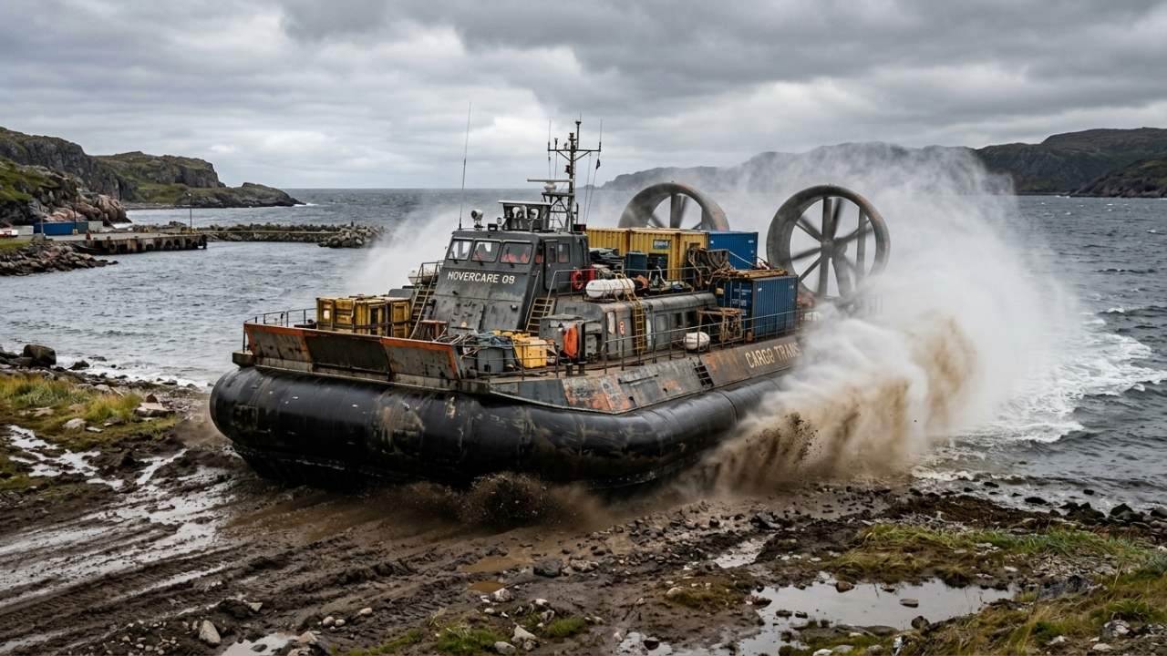 Esse gigante de metal flutua sobre lama, areia e gelo e chega onde nenhum outro veículo de carga consegue ir