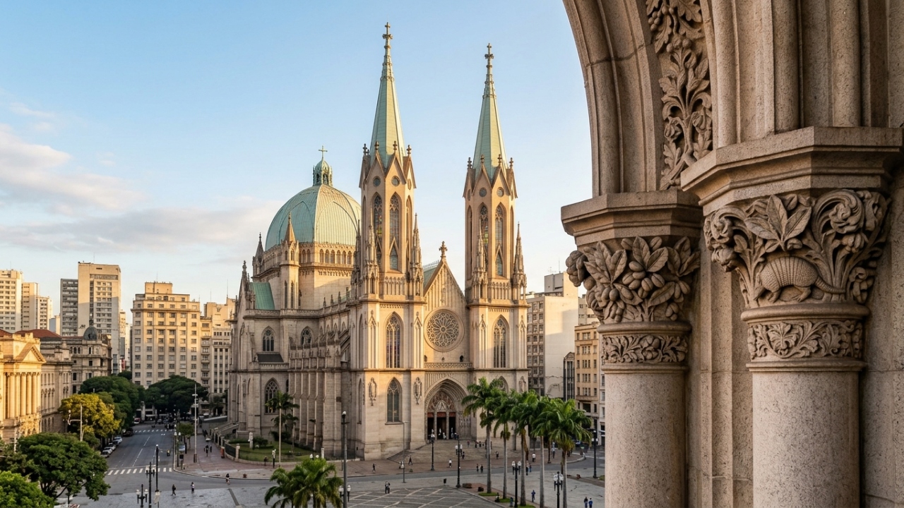 Com torres de 92 metros e cúpula de 30 metros de diâmetro, a basílica de 1913 tornou-se o maior monumento neogótico e símbolo da fé em São Paulo