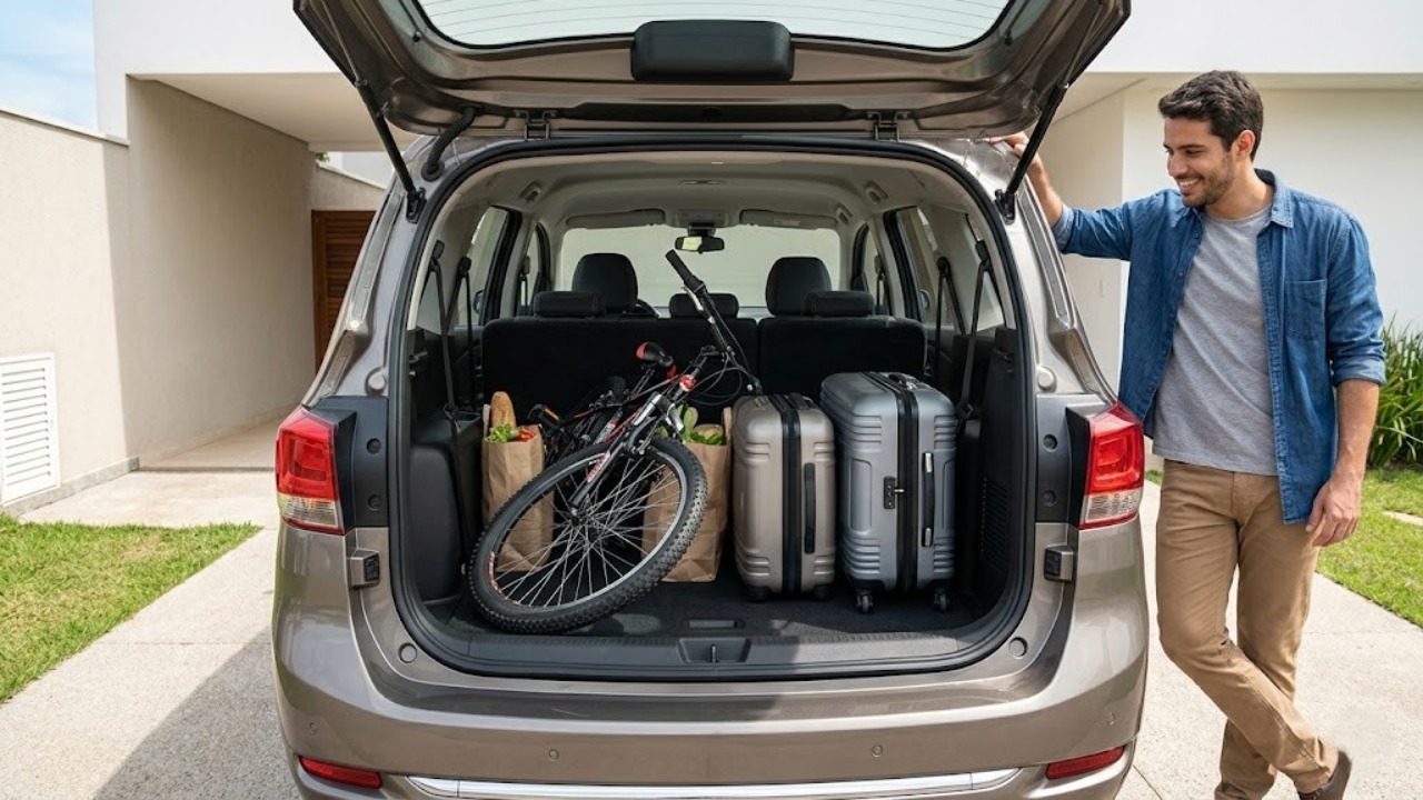 Com capacidade para sete pessoas e porta-malas gigante de 710 litros, a nova Chevrolet Spin ganha cara de SUV de luxo e virou o carro mais barato da categoria para famílias grandes