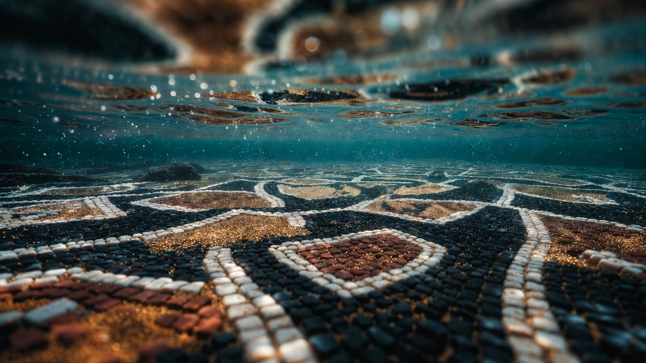 Cidade romana submersa há 1.700 anos no litoral da Itália exibe mosaicos intactos e vilas luxuosas preservadas pelo mar após fenômeno geológico raro no Mediterrâneo