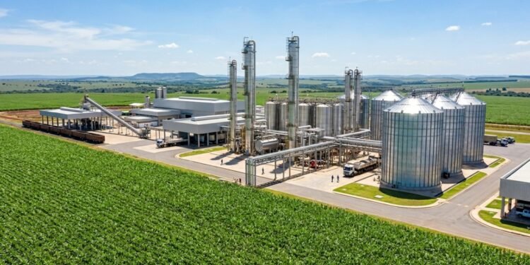 Com 60 horas de fermentação e atingindo 96% de pureza, a usina aproveita 100% do grão de milho, sendo um pilar de sustentabilidade do agronegócio