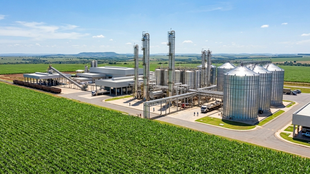 Com 60 horas de fermentação e atingindo 96% de pureza, a usina aproveita 100% do grão de milho, sendo um pilar de sustentabilidade do agronegócio