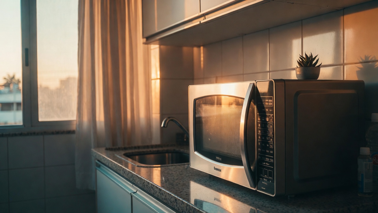 O truque da taça com vinagre que limpa o micro ondas sozinho