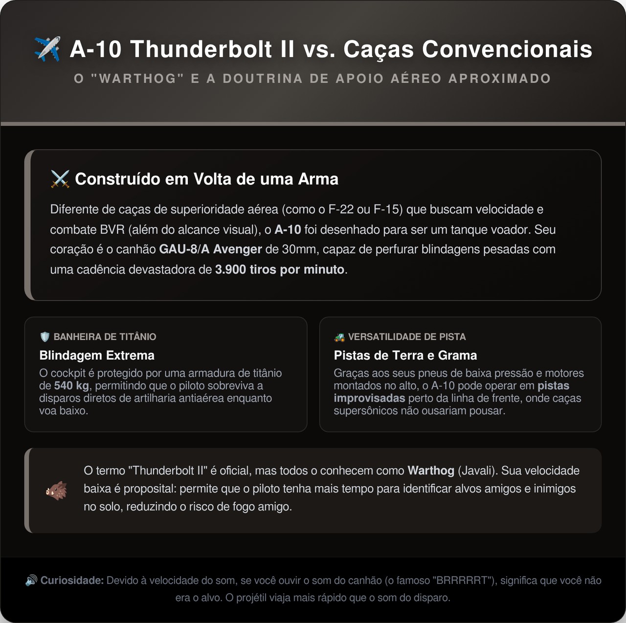 Eles construíram um avião ao redor de um canhão rotativo gigante: o jato blindado de ataque que dispara 3.900 balas por minuto e consegue voltar para a base mesmo com metade da asa destruída