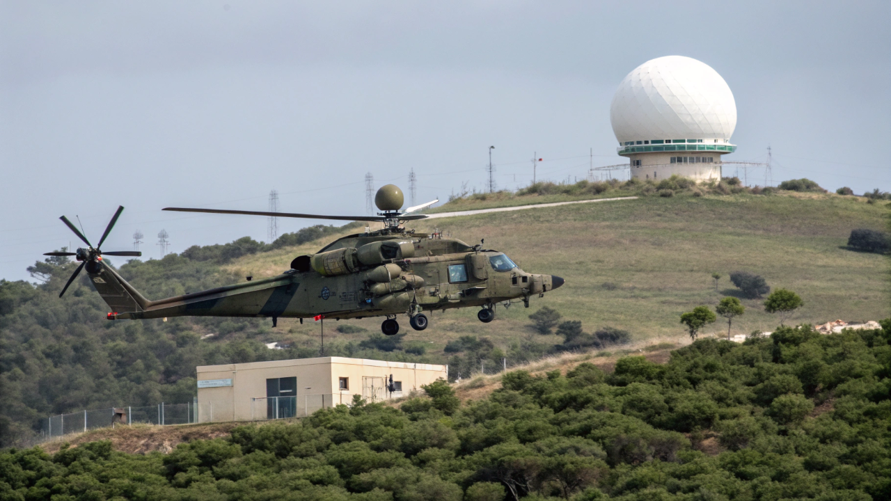 Esse helicóptero fica escondido atrás de morros e ainda assim enxerga tudo que acontece do outro lado