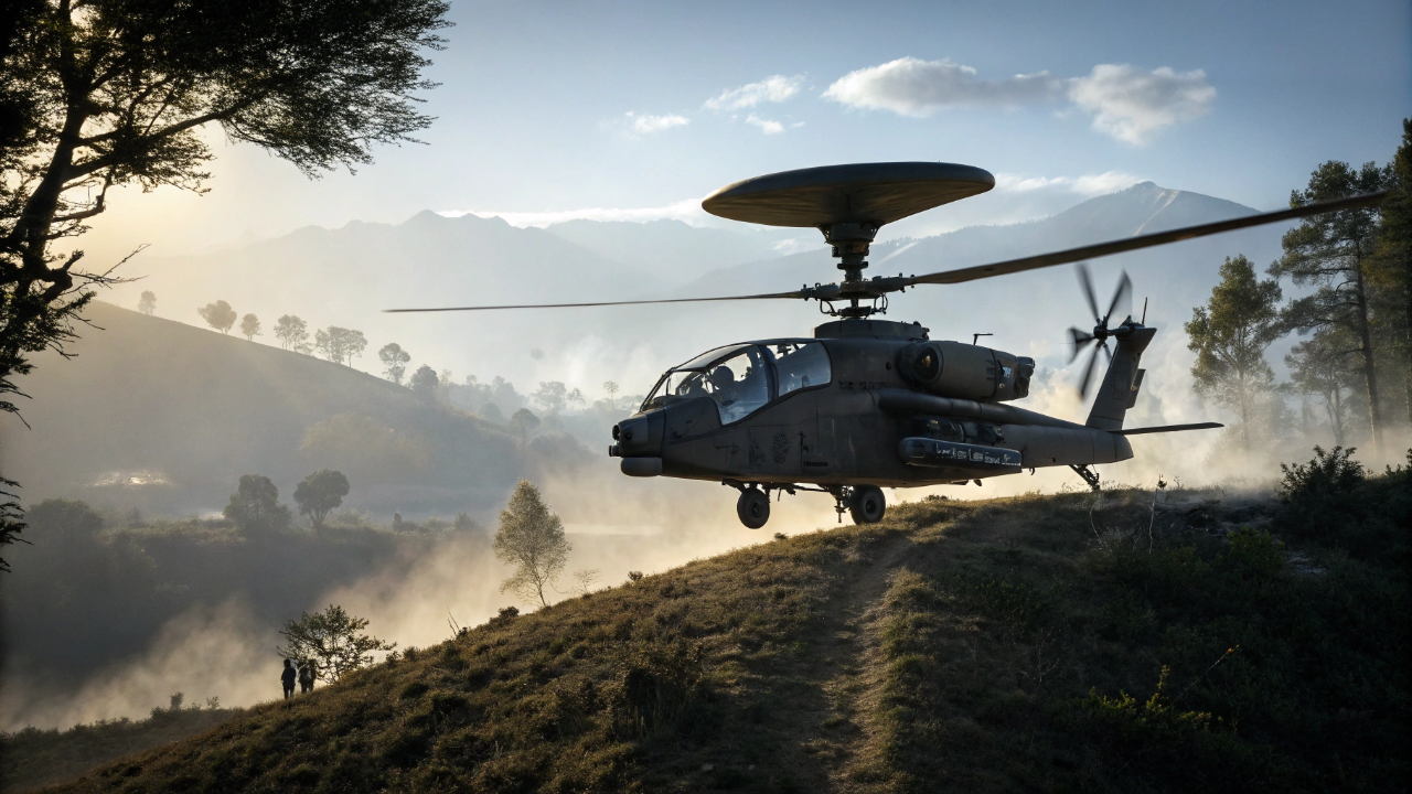 Esse helicóptero fica escondido atrás de morros e ainda assim enxerga tudo que acontece do outro lado