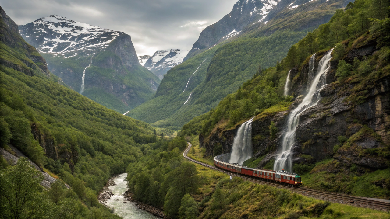 Esse trem desce quase novecentos metros de montanha em apenas vinte quilômetros e a vista tira o fôlego