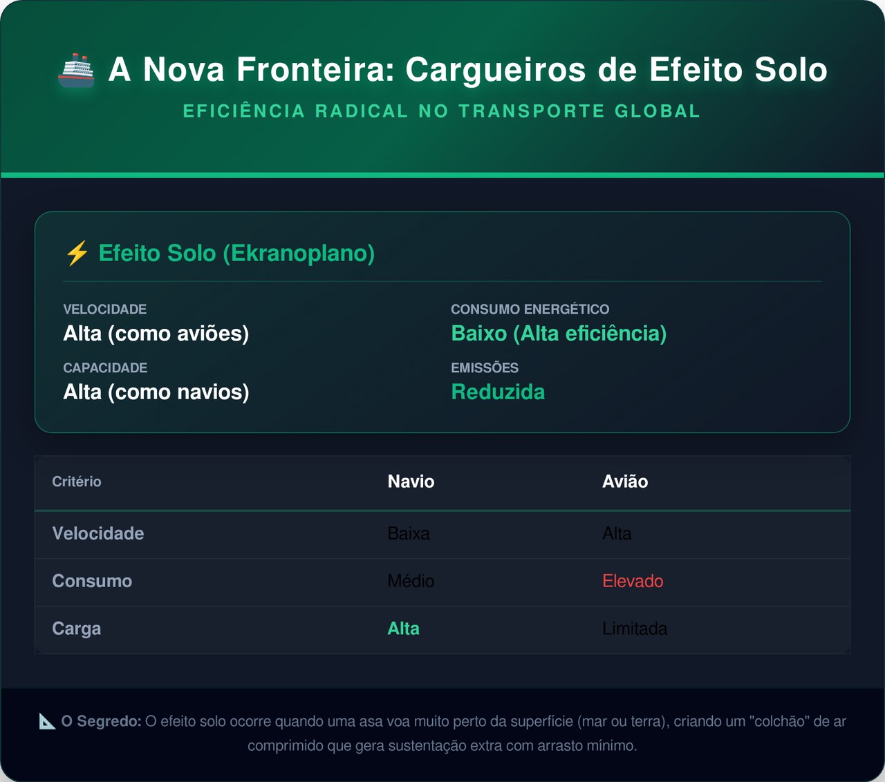 Esse veículo do tamanho de um navio voa rente ao mar sem tocar a água e pode mudar o transporte mundial