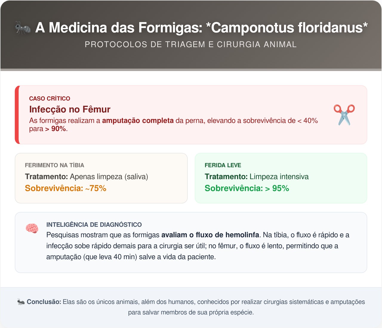 Esses insetos minúsculos cortam a perna de seus companheiros feridos e salvam mais de 90% deles da morte