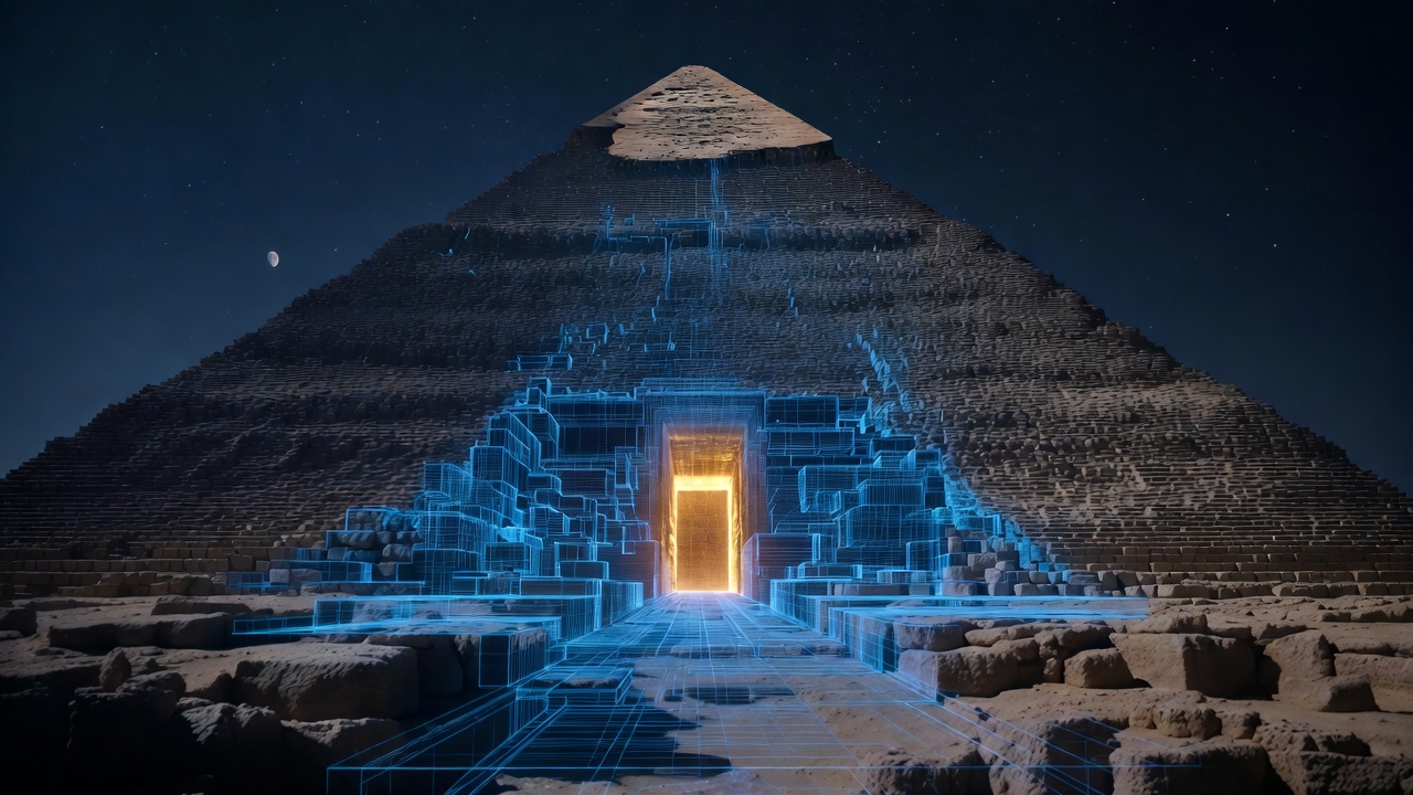 Com nove metros de extensão e dois metros de largura, o corredor selado há 4.500 anos na Grande Pirâmide revela dados sobre sua construção