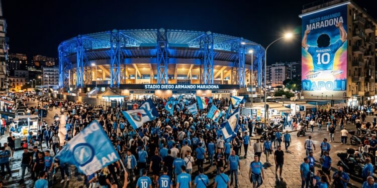 Com capacidade para 54.726 torcedores e teto metálico, a arena de 1959 tornou-se o templo sagrado de Nápoles e o maior tributo ao craque argentino