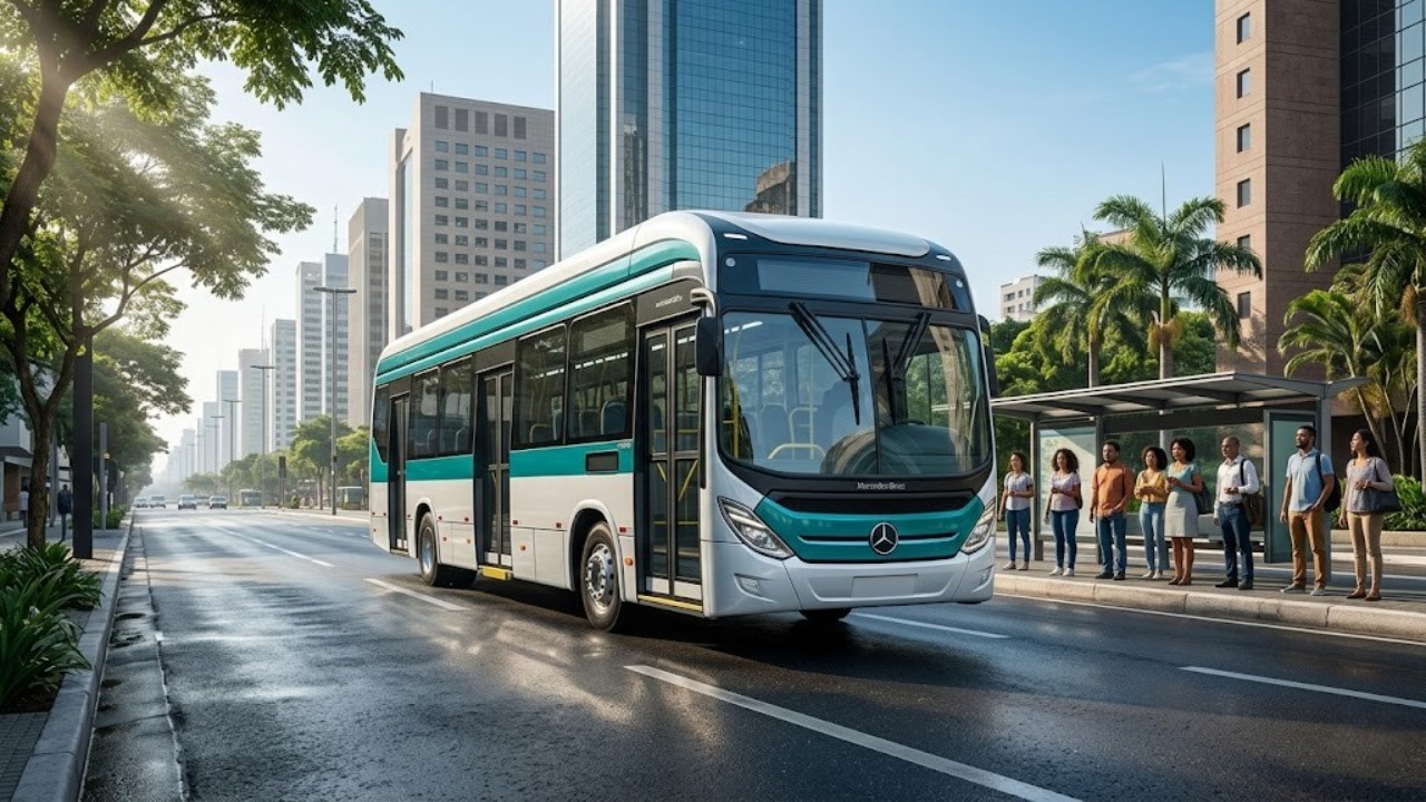 Rendendo 380 cavalos de potência e carregando totalmente em apenas 3 horas, o novo ônibus urbano elétrico da Mercedes-Benz, de 3 milhões de reais, elimina o gasóleo das grandes cidades