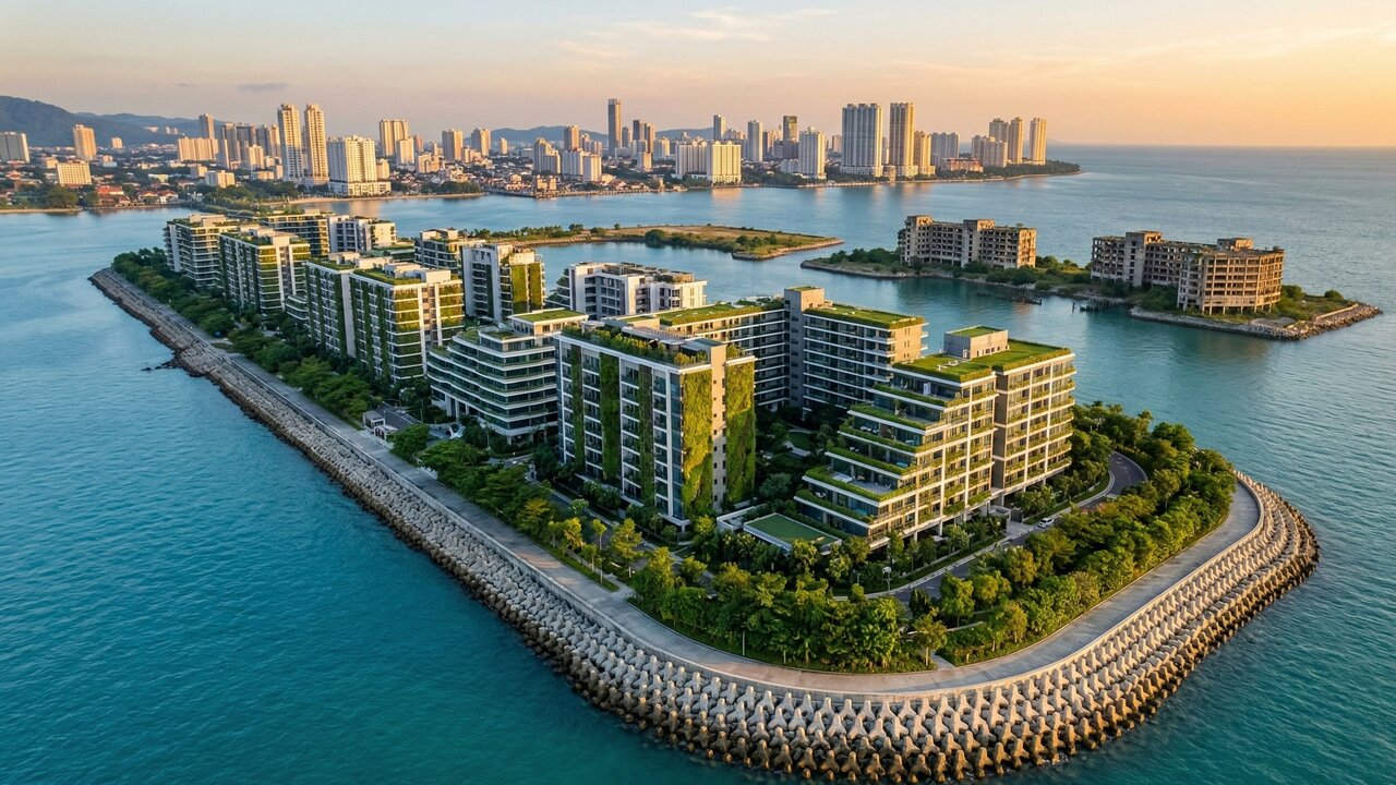 Eles investiram US$ 14 bilhões na ilha de Andaman para criar solo firme com drenos verticais, pois buscam evitar o fracasso de projetos anteriores