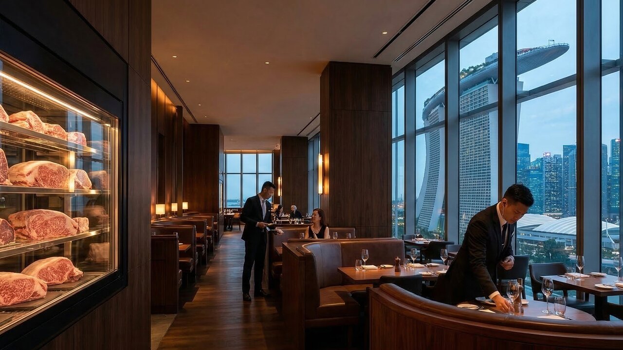 Com uma equipe de 23 chefs e o raro Wagyu A5 japonês, o restaurante CUT em Singapura atrai celebridades com uma operação de padrão Hollywoodiano
