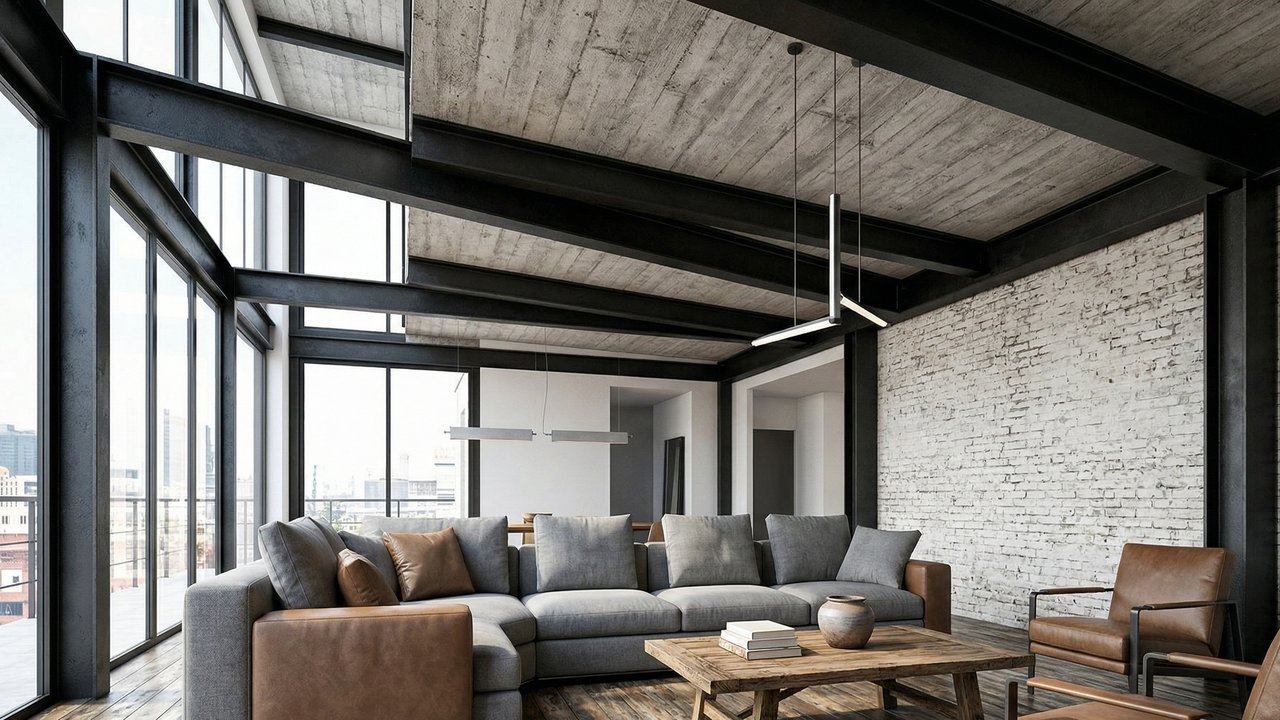 A nova febre dos lofts modernos a estrutura metálica aparente custa menos na obra e transforma a sala em um cenário industrial de luxo absoluto