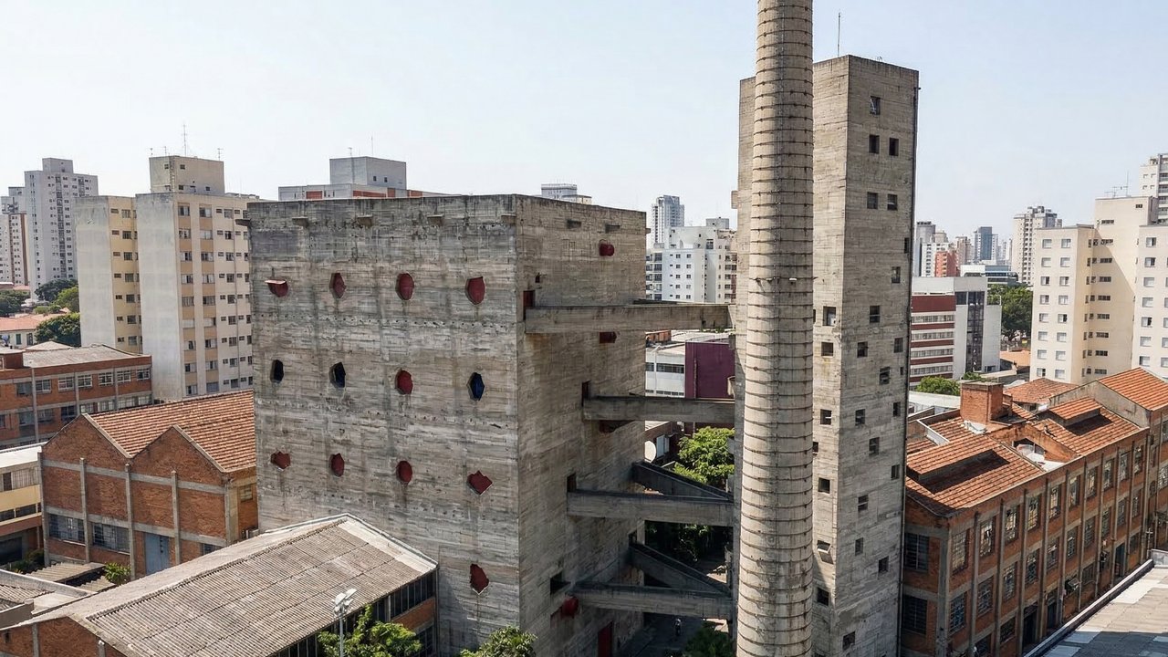 Com suas passarelas de concreto e torres de 45 metros, a obra de Lina Bo Bardi, de 1982, tornou-se o maior marco da arquitetura brutalista em São Paulo