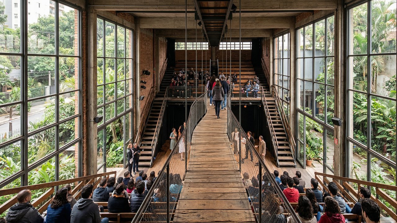Com sua passarela de madeira e janelas de vidro de 1991, o teatro projetado por Lina Bo Bardi virou o palco mais revolucionário e orgânico de SP