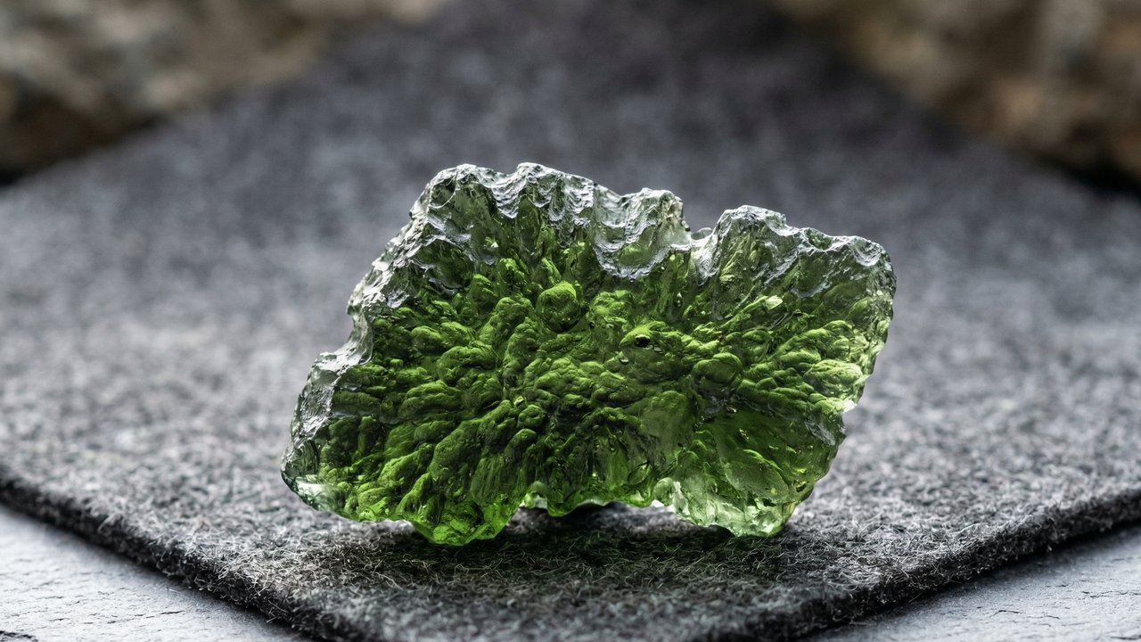 Esqueça o cristal comum, pois este vidro verde nasceu de um impacto de meteoro há 15 milhões de anos, sendo a joia vinda do espaço