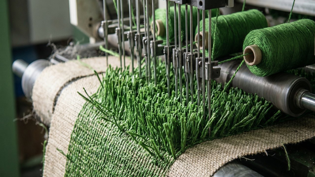 Com fios de polietileno C8 e furos de drenagem a cada 10 cm, é assim que a indústria fabrica a grama sintética que resiste ao clima tropical