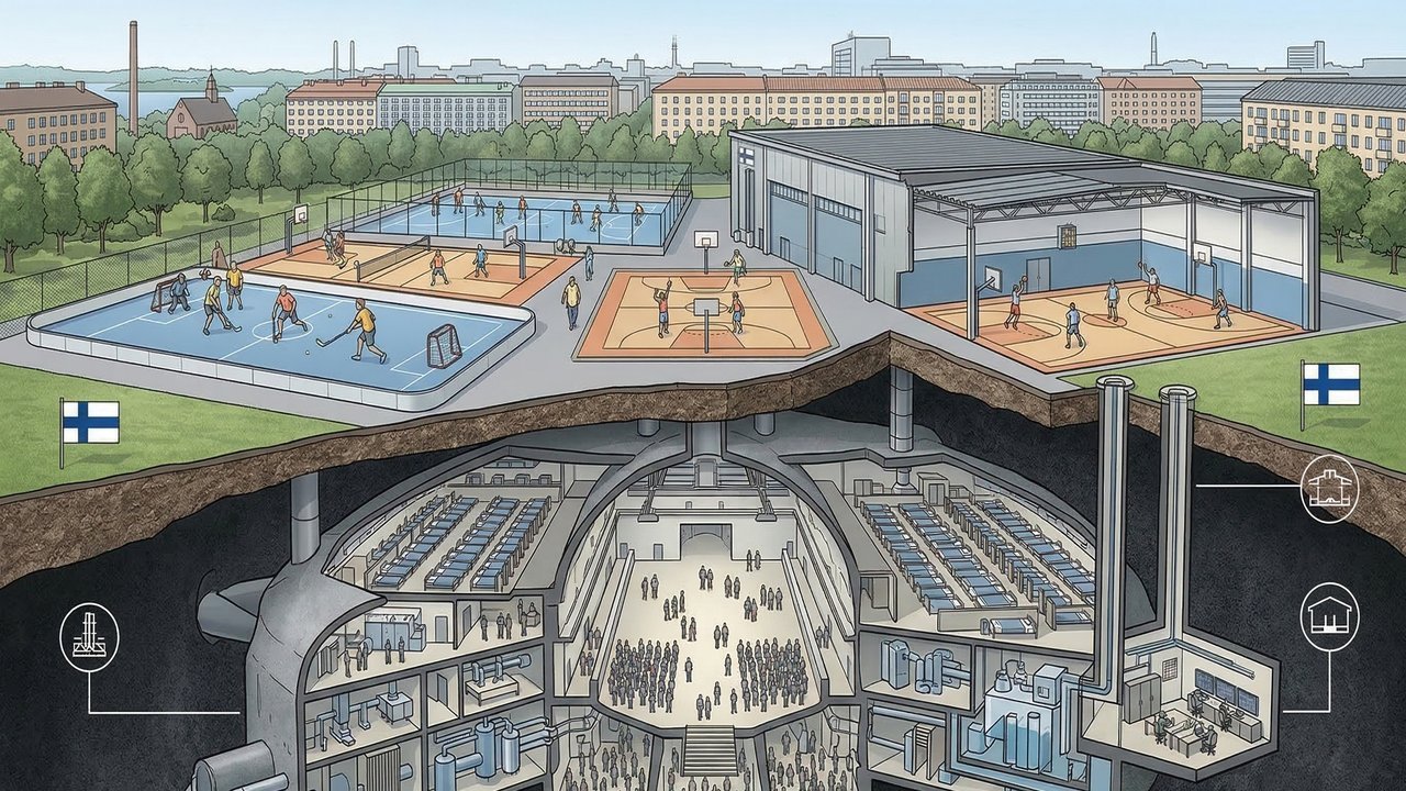 Com capacidade para 7.000 pessoas sob um ginásio, o abrigo Luola faz parte da rede finlandesa de 50 mil bunkers preparados para ataques nucleares