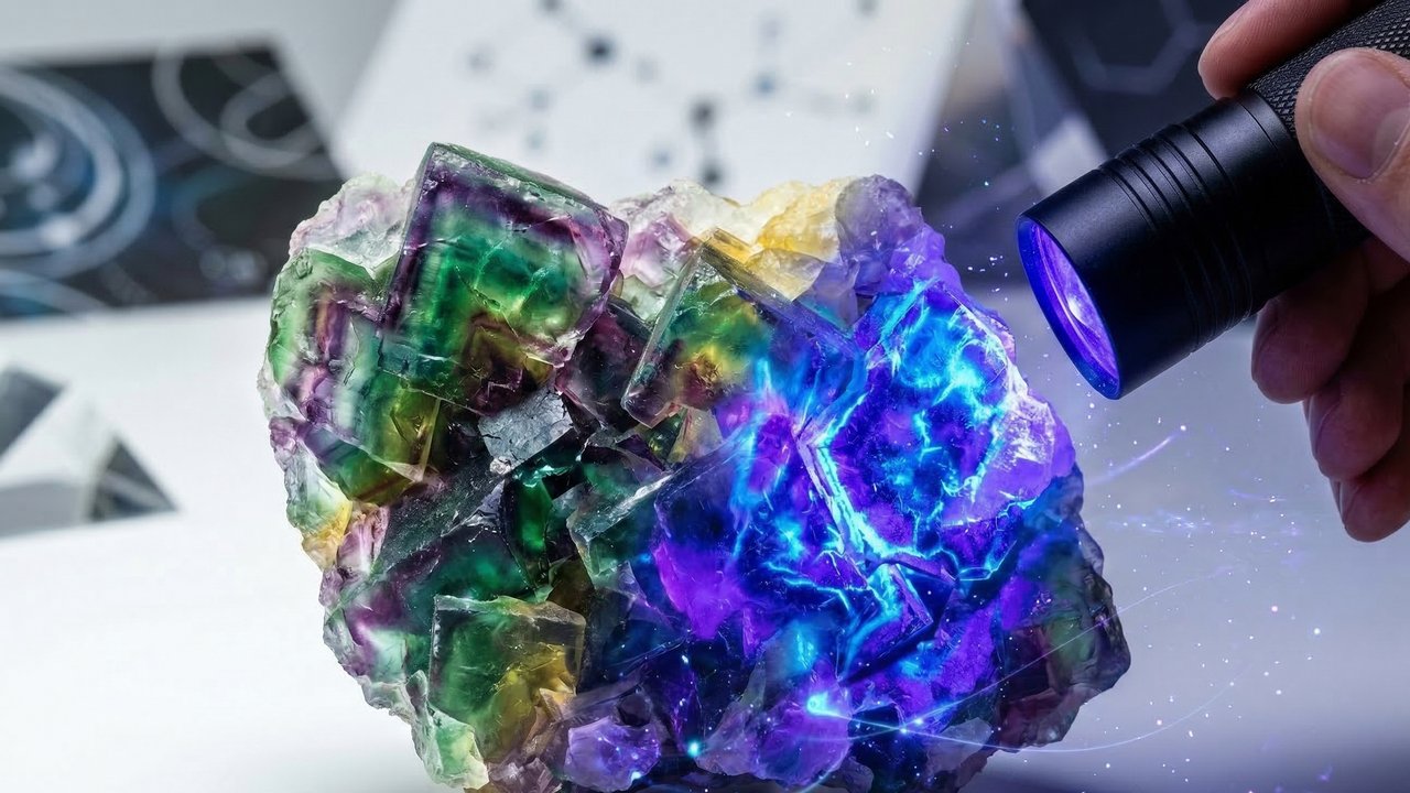 Esqueça o quartzo e o cristal, pois esta gema brilha sob luz negra e exibe todas as cores do arco-íris, sendo o arco-íris da química