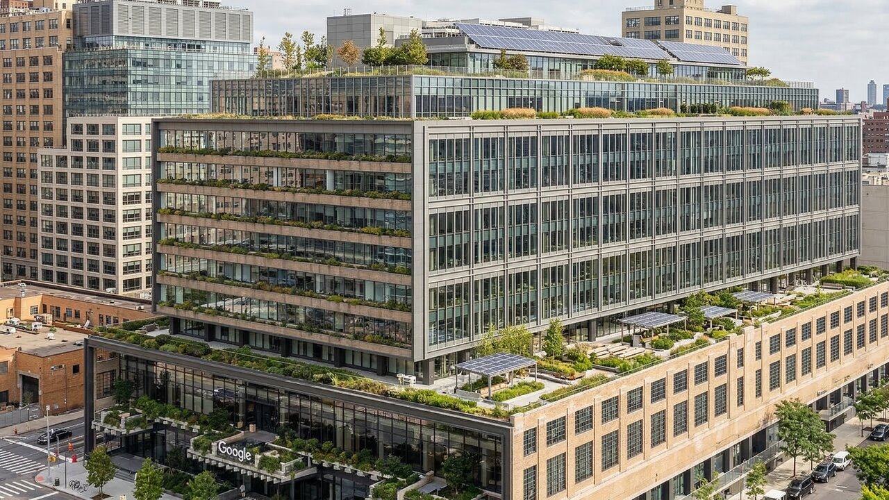 Com um investimento de US$ 2,1 bilhões, o novo escritório do Google em Nova York transformou um antigo terminal ferroviário em um centro de inovação