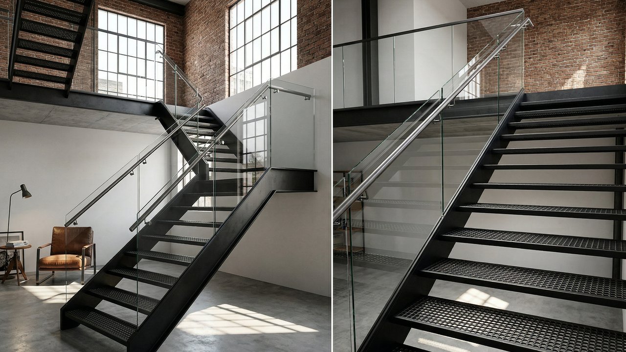 A nova febre dos duplex modernos, a escada de metal vazado ocupa menos espaço e transforma o ambiente com um visual industrial e leveza