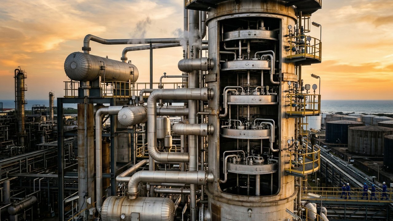 Com extração a 4.000 metros de profundidade e aquecimento a 370 graus, a refinaria separa os hidrocarbonetos, sendo a base da energia nacional