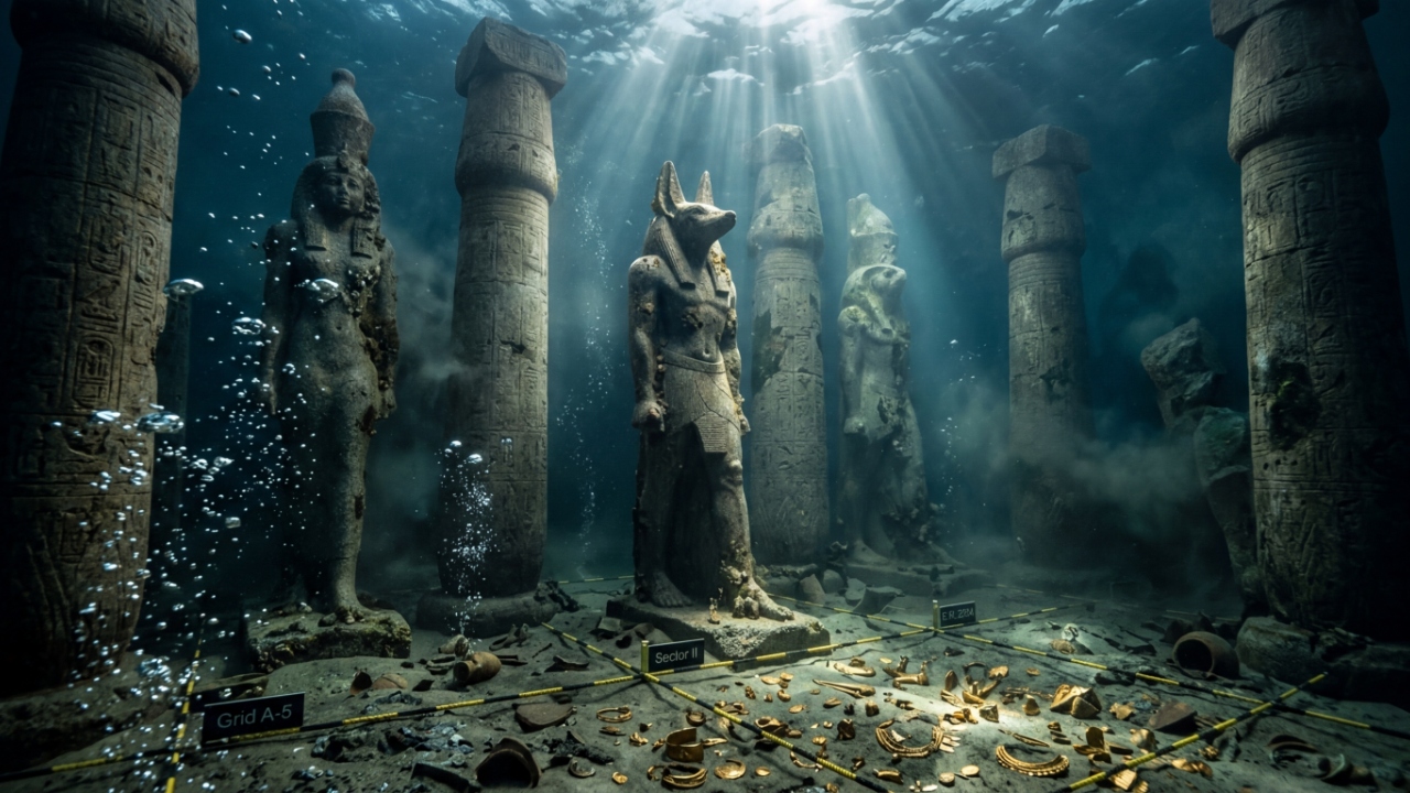 Uma cidade egípcia cheia de ouro e templos gigantes foi encontrada intacta no fundo do mar depois de mil anos