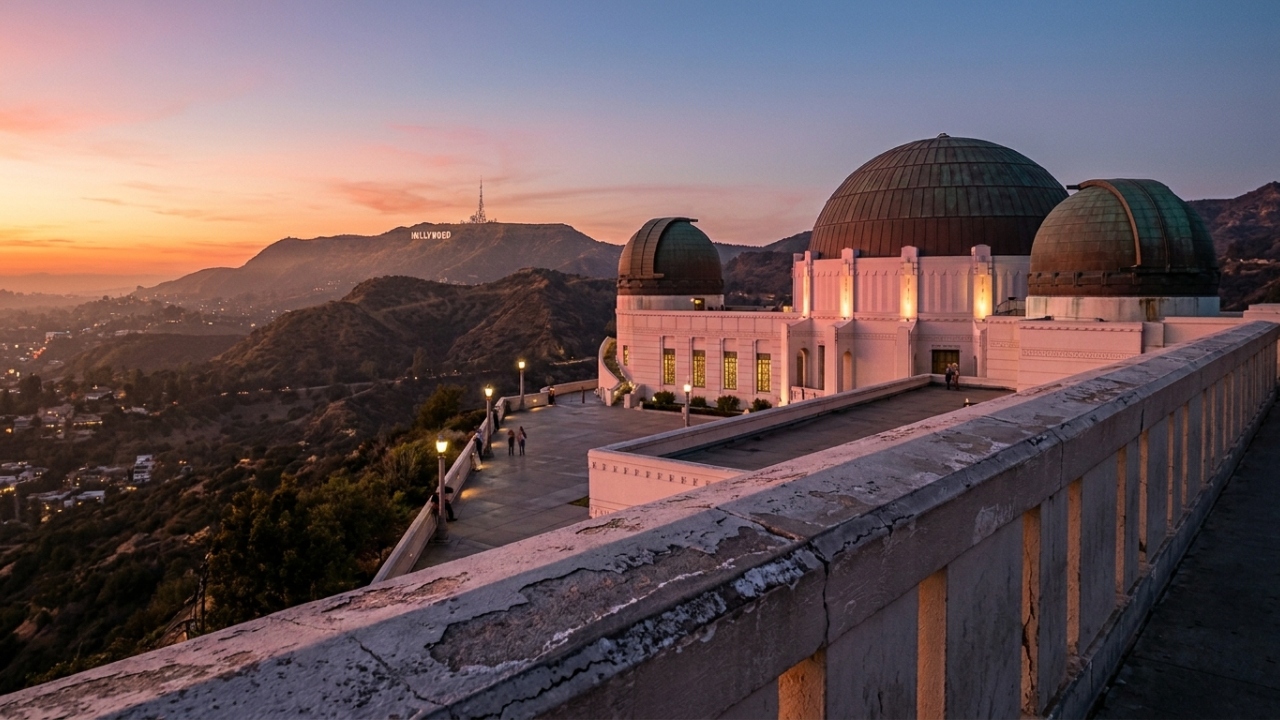 Com suas cúpulas de cobre de 1935 e vista para o letreiro de Hollywood, o observatório de Los Angeles tornou-se o maior centro astronômico do mundo