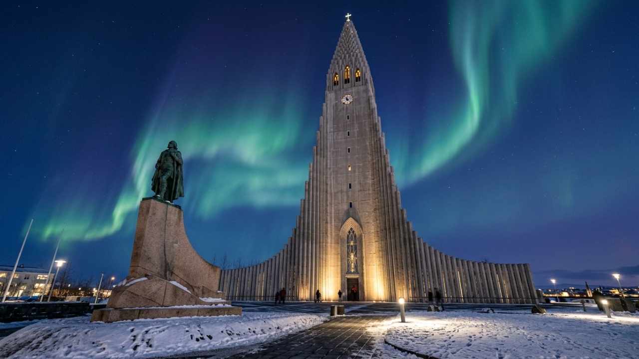 Com 74 metros de altura e inspirada em colunas de lava basáltica, a catedral de 1945 tornou-se o maior marco arquitetônico de toda a Islândia