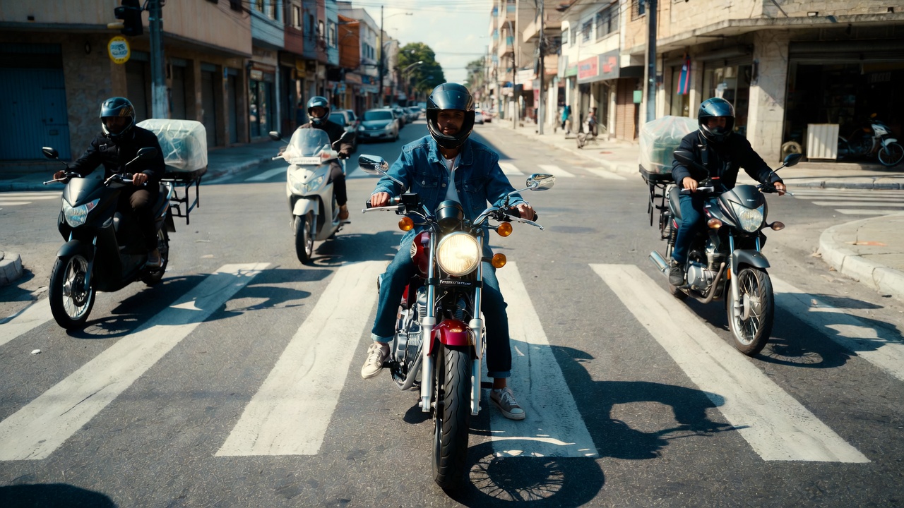 Moto Haojue Chopper Road 150 custom clássica em ambiente urbano