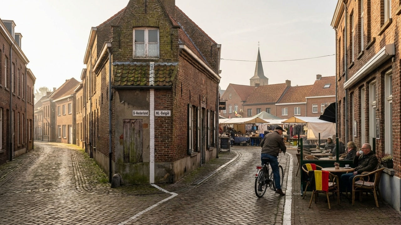 Milhares de fronteiras invisíveis cortam essa cidade: em uma mesma casa, a cama fica na Bélgica e a cozinha na Holanda