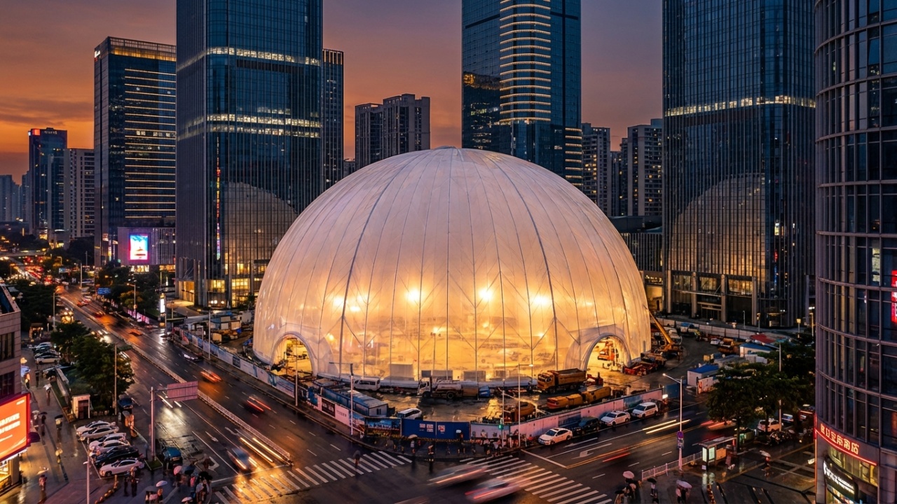 Bolhas gigantes em canteiros de obras na China