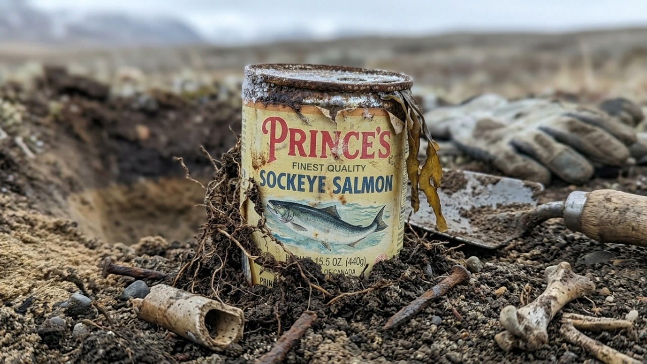 Estudo ecológico com latas de salmão de 40 anos