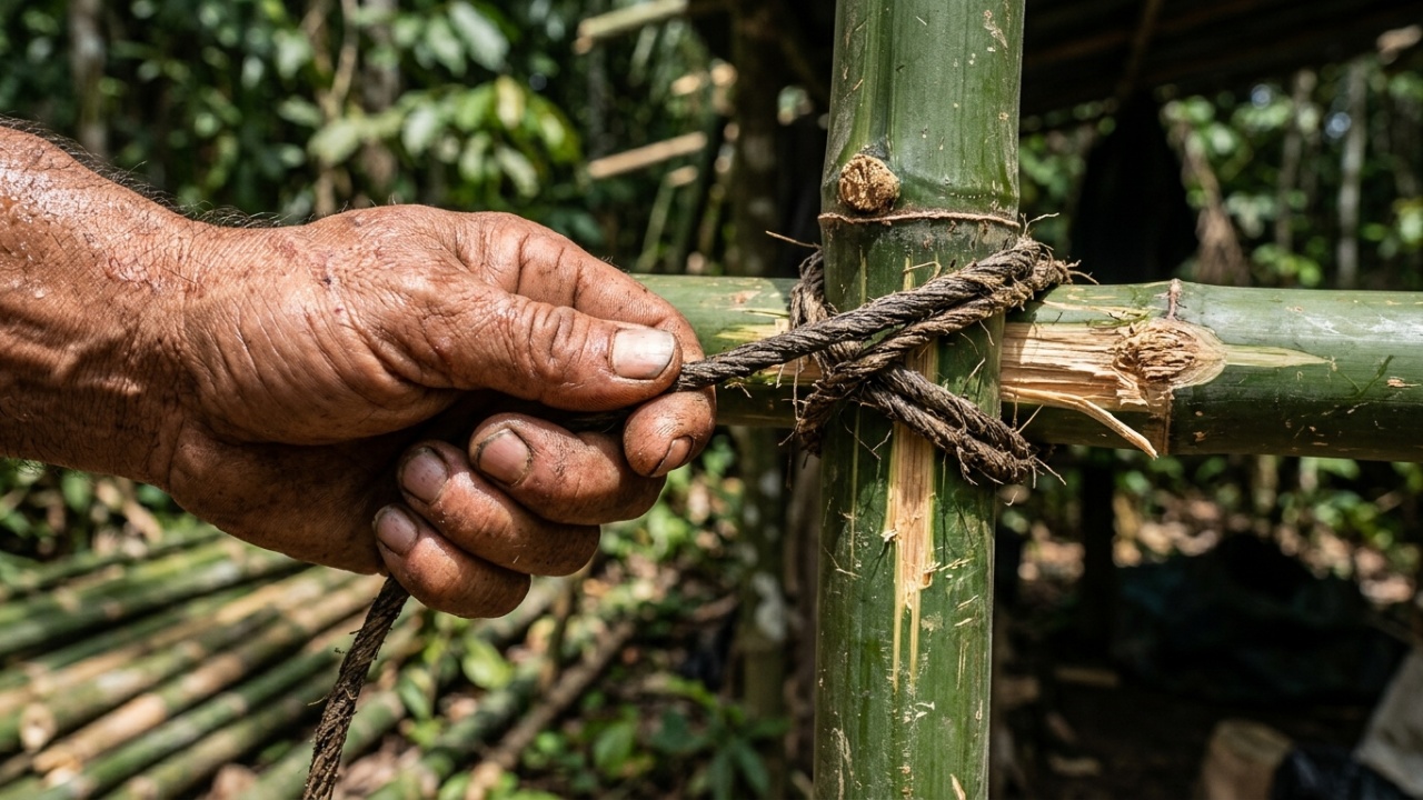 Sobrevivência e construção rústica isolada