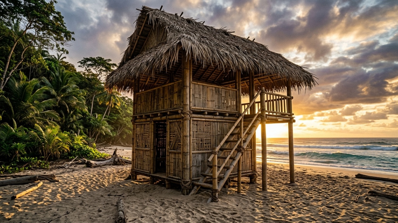 Sobrevivência e construção rústica isolada