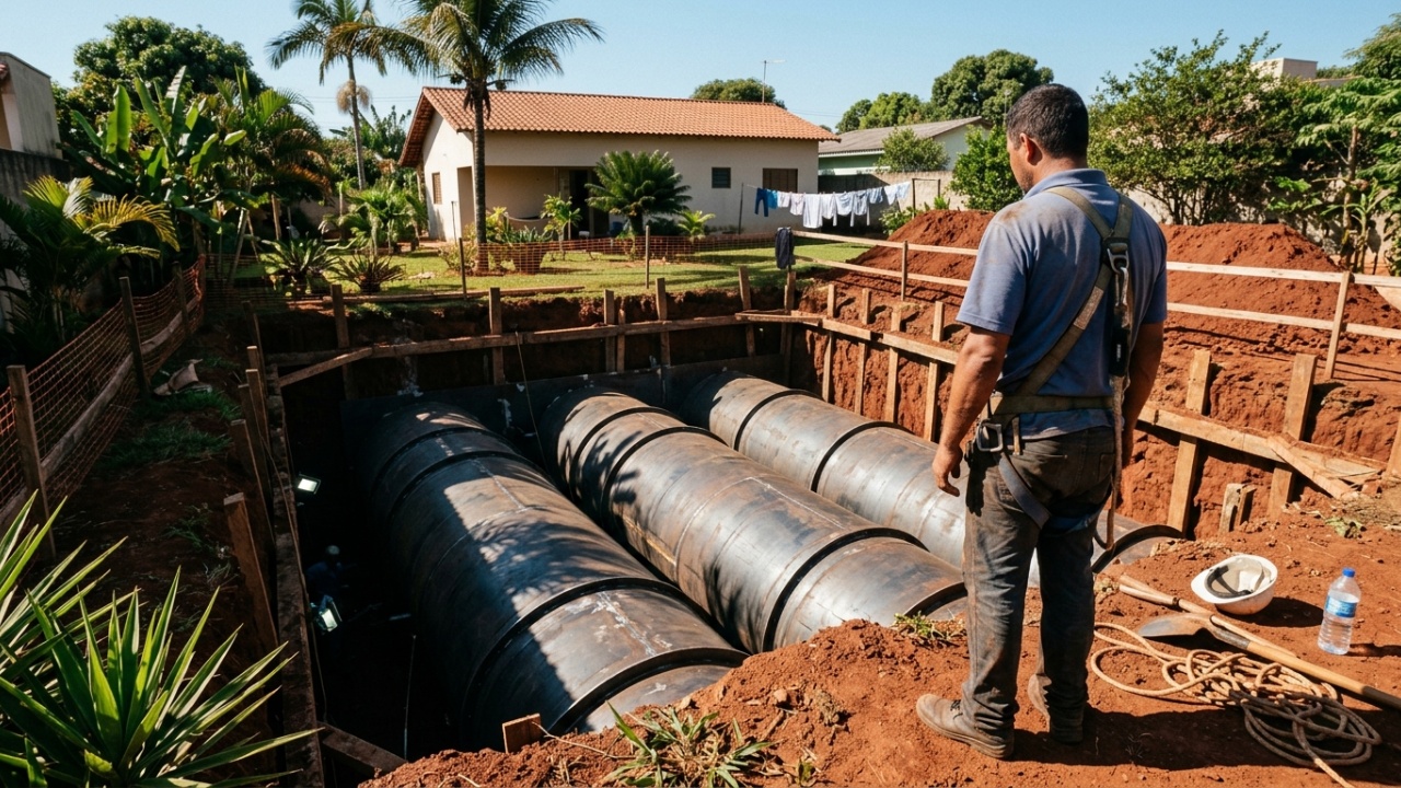 Construção de bunker secreto subterrâneo no quintal