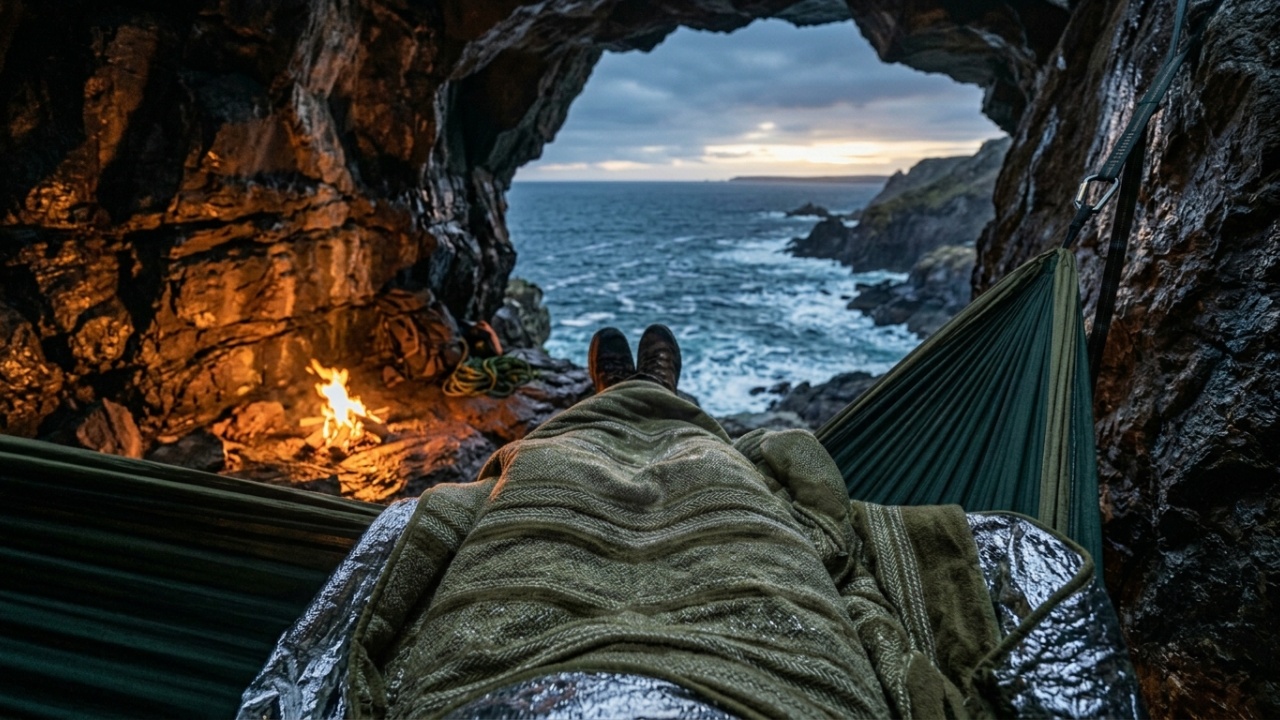 Aventura de pesca em caverna e acampamento isolado