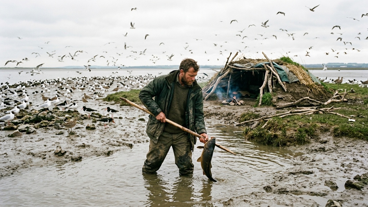 Sobrevivência rústica de 4 dias em uma ilha repleta de aves