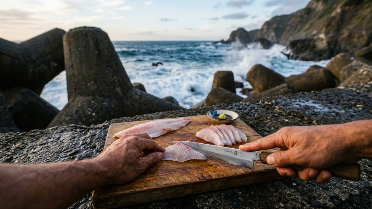 Acampamento e pesca em tetrápodes artificiais