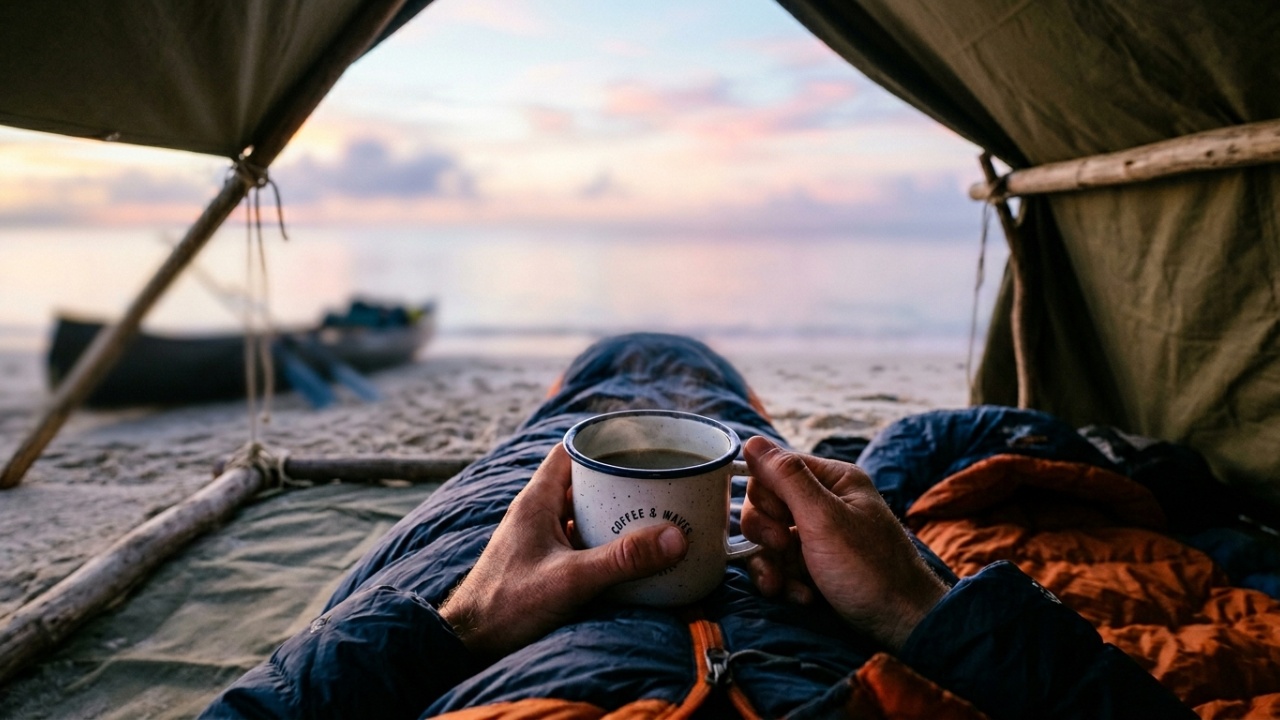 Acampamento de 5 dias no mar com pesca e canoa