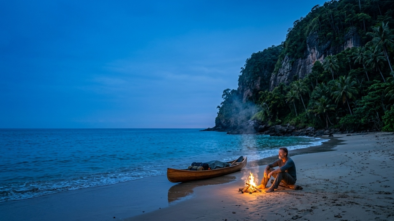 Acampamento de 5 dias no mar com pesca e canoa