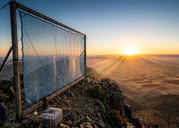 Tecnologia de captação de água da névoa no deserto