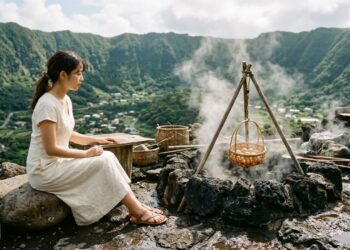 A ilha onde 170 pessoas vivem dentro de um vulcão ativo e cozinham com o calor que vem do solo