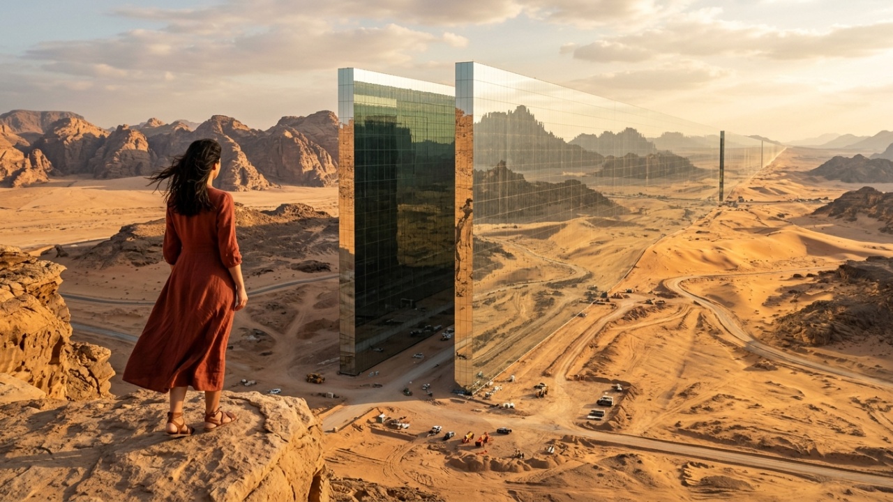 A cidade linear de 170 km com paredes espelhadas de 500 metros que custou bilhões e virou a maior obra inacabada do século