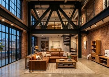 A nova febre dos lofts modernos a estrutura metálica aparente custa menos na obra e transforma a sala em um cenário industrial de luxo absoluto