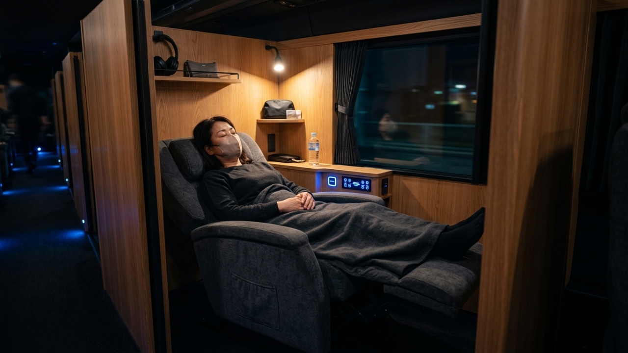 Com apenas 11 cabines privadas e luxo de hotel cinco estrelas, o Dream Sleeper no Japão virou o ônibus mais silencioso e confortável de todo o mundo